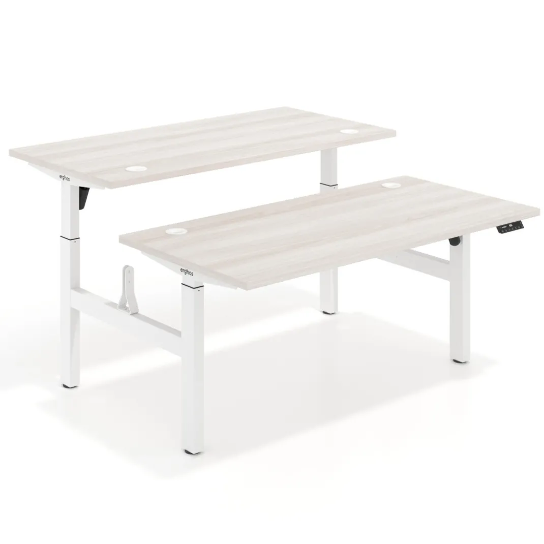 Mesa Multipuesto Elevable eléctrica Erghos Motion estructura blanca canto recto