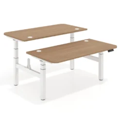 Mesa Multipuesto Elevable eléctrica Erghos Motion Pro estructura blanca 2 cantos curvos