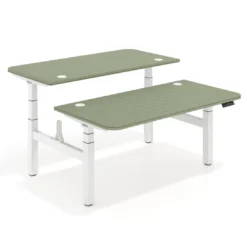 Mesa Multipuesto Elevable eléctrica Erghos Motion Pro estructura blanca 2 cantos curvos