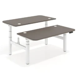 Mesa Multipuesto Elevable eléctrica Erghos Motion estructura blanca 4 cantos curvos
