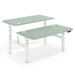 Mesa Multipuesto Elevable eléctrica Erghos Motion estructura blanca 4 cantos curvos