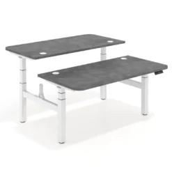 Mesa Multipuesto Elevable eléctrica Erghos Motion Pro estructura blanca 2 cantos curvos