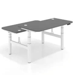 Mesa Multipuesto Elevable eléctrica Erghos Motion estructura blanca 4 cantos curvos