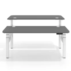 Mesa Multipuesto Elevable eléctrica Erghos Motion estructura blanca 4 cantos curvos