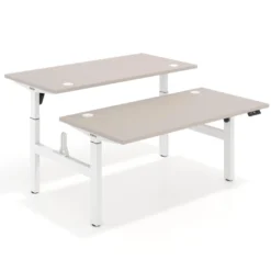Mesa Multipuesto Elevable eléctrica Erghos Motion estructura blanca canto recto