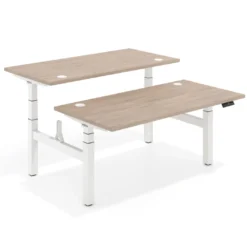 Mesa Multipuesto Elevable eléctrica Erghos Motion estructura blanca 4 cantos curvos
