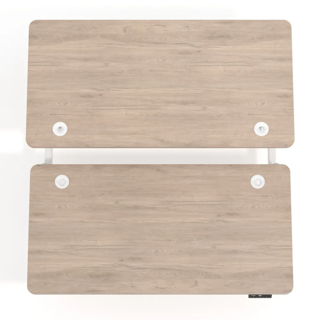 Mesa Multipuesto Elevable eléctrica Erghos Motion Pro estructura blanca 2 cantos curvos