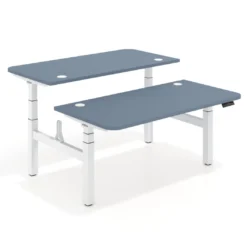 Mesa Multipuesto Elevable eléctrica Erghos Motion Pro estructura blanca 2 cantos curvos
