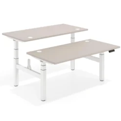 Mesa Multipuesto Elevable eléctrica Erghos Motion estructura blanca canto recto