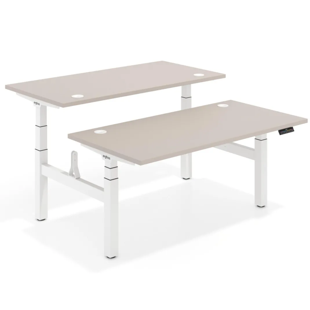 Mesa Multipuesto Elevable eléctrica Erghos Motion estructura blanca canto recto