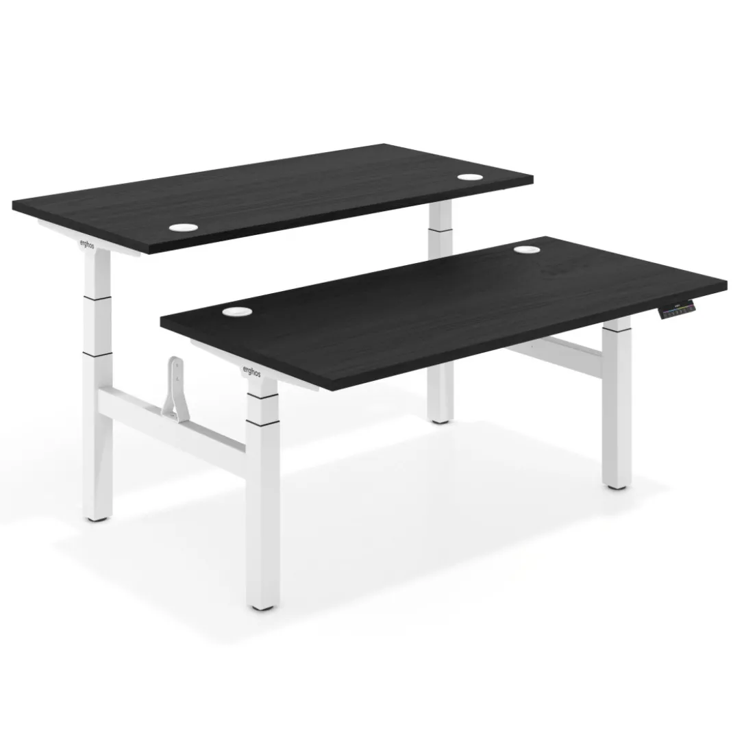Mesa Multipuesto Elevable eléctrica Erghos Motion Pro estructura blanca canto recto