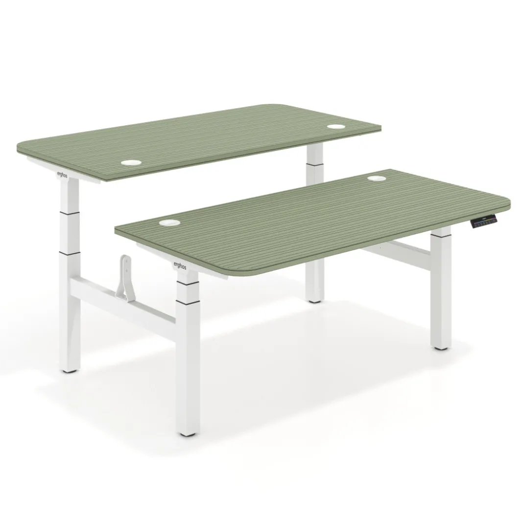 Mesa Multipuesto Elevable eléctrica Erghos Motion Pro estructura blanca canto recto