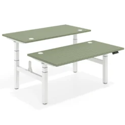 Mesa Multipuesto Elevable eléctrica Erghos Motion Pro estructura blanca 2 cantos curvos