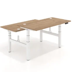 Mesa Multipuesto Elevable eléctrica Erghos Motion Pro estructura blanca 2 cantos curvos