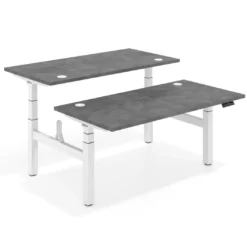 Mesa Multipuesto Elevable eléctrica Erghos Motion Pro estructura blanca 2 cantos curvos