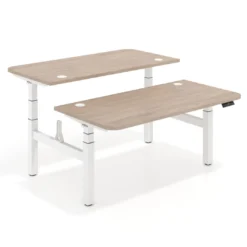 Mesa Multipuesto Elevable eléctrica Erghos Motion Pro estructura blanca 2 cantos curvos