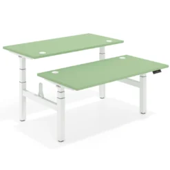 Mesa Multipuesto Elevable eléctrica Erghos Motion Pro estructura blanca 2 cantos curvos