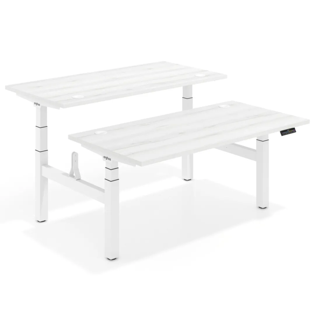 Mesa Multipuesto Elevable eléctrica Erghos Motion Pro estructura blanca canto recto