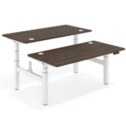 Mesa Multipuesto Elevable eléctrica Erghos Motion Pro estructura blanca 2 cantos curvos