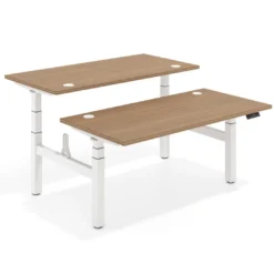 Mesa Multipuesto Elevable eléctrica Erghos Motion Pro estructura blanca 2 cantos curvos
