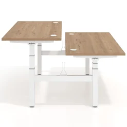 Mesa Multipuesto Elevable eléctrica Erghos Motion Pro estructura blanca 2 cantos curvos