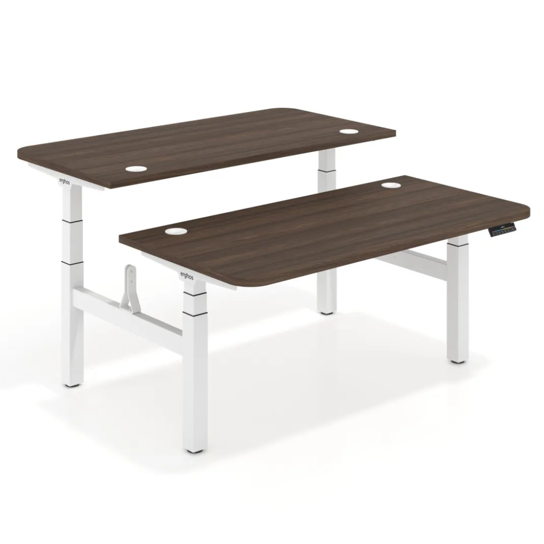 Mesa Multipuesto Elevable eléctrica Erghos Motion Pro estructura blanca canto recto