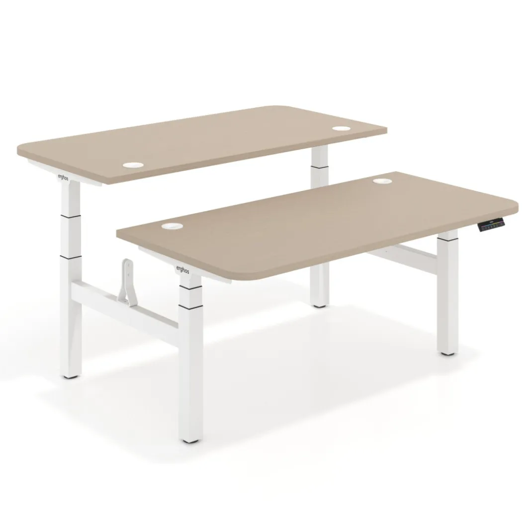 Mesa Multipuesto Elevable eléctrica Erghos Motion Pro estructura blanca canto recto