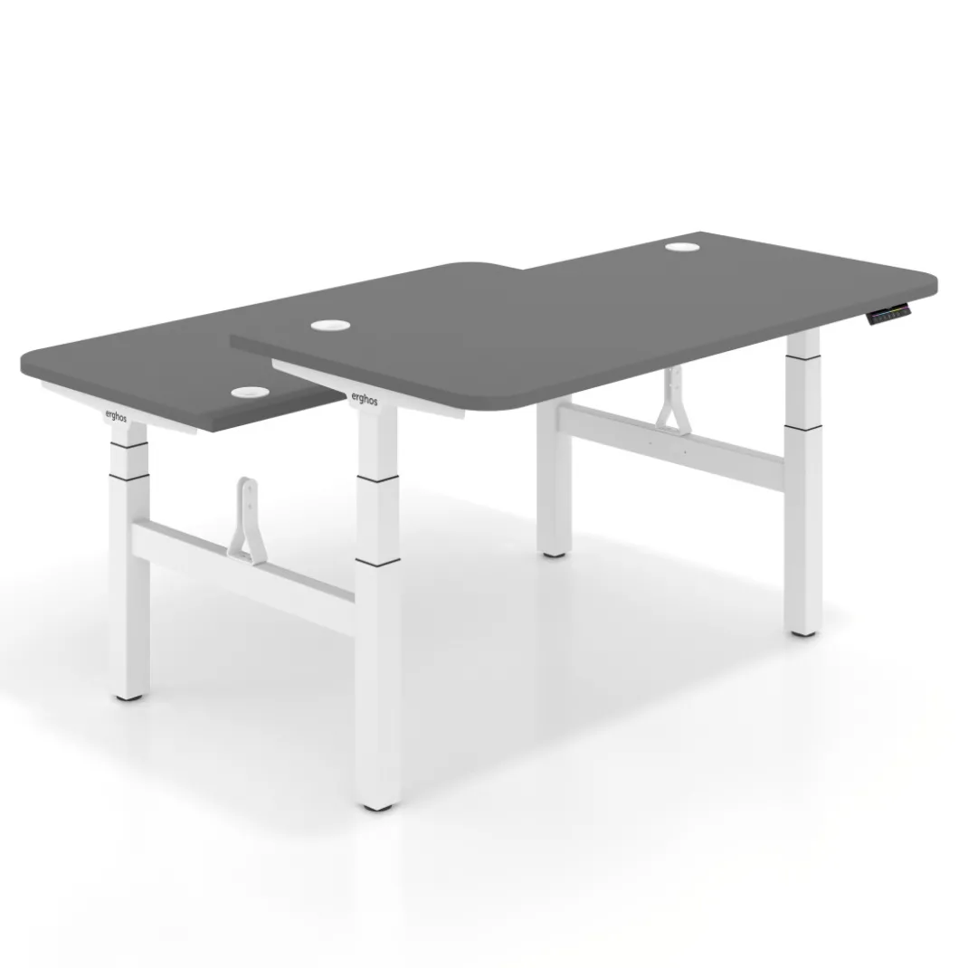 Mesa Multipuesto Elevable eléctrica Erghos Motion Pro estructura blanca canto recto