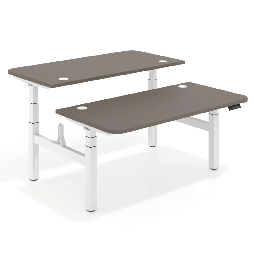 Mesa Multipuesto Elevable eléctrica Erghos Motion Pro estructura blanca canto recto