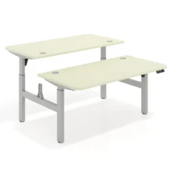 Mesa Multipuesto Elevable eléctrica Erghos Motion estructura aluminio 2 cantos curvos