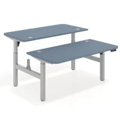 Mesa Multipuesto Elevable eléctrica Erghos Motion estructura aluminio 2 cantos curvos
