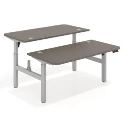 Mesa Multipuesto Elevable eléctrica Erghos Motion estructura aluminio 2 cantos curvos