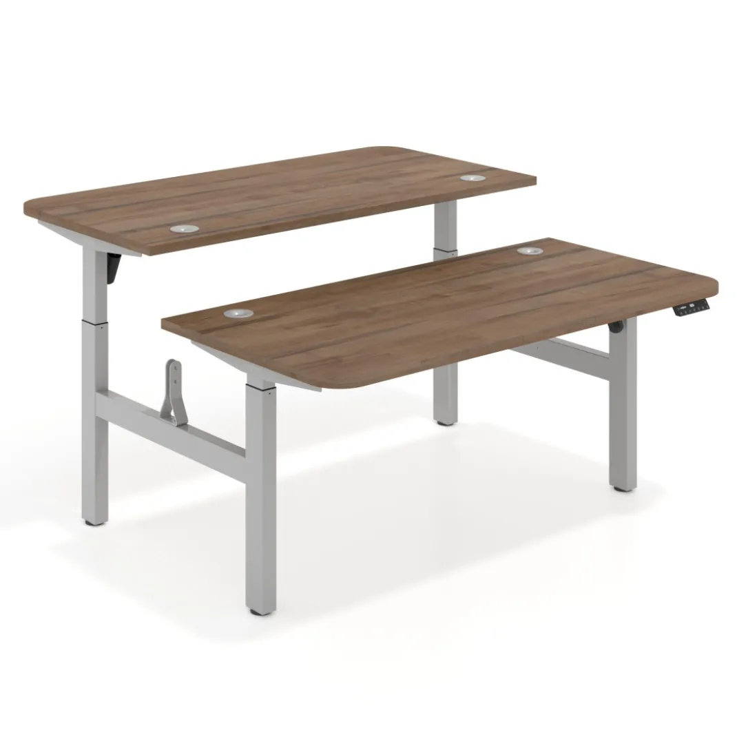 Mesa Multipuesto Elevable eléctrica Erghos Motion estructura aluminio 2 cantos curvos