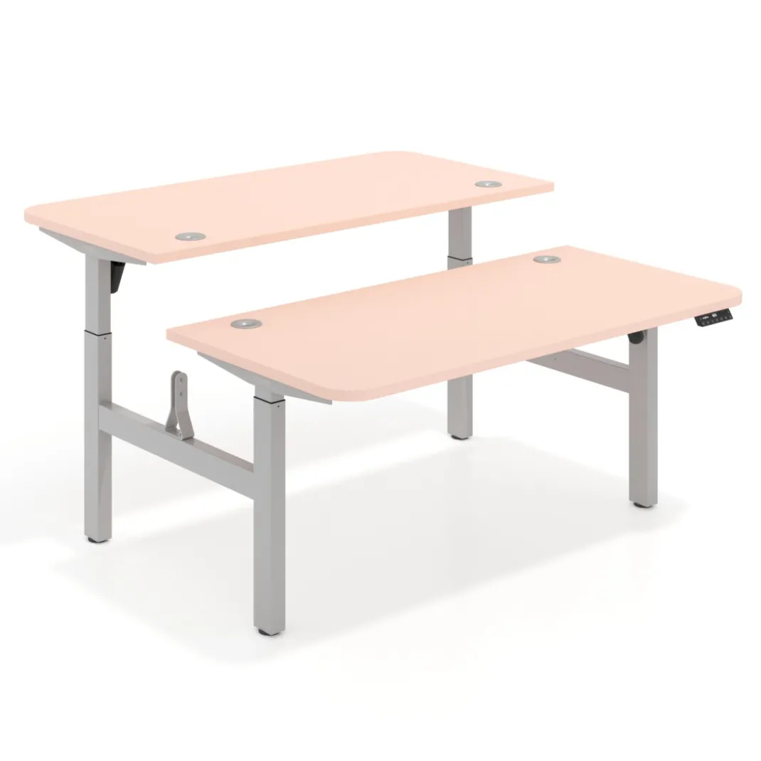 Mesa Multipuesto Elevable eléctrica Erghos Motion estructura aluminio 2 cantos curvos