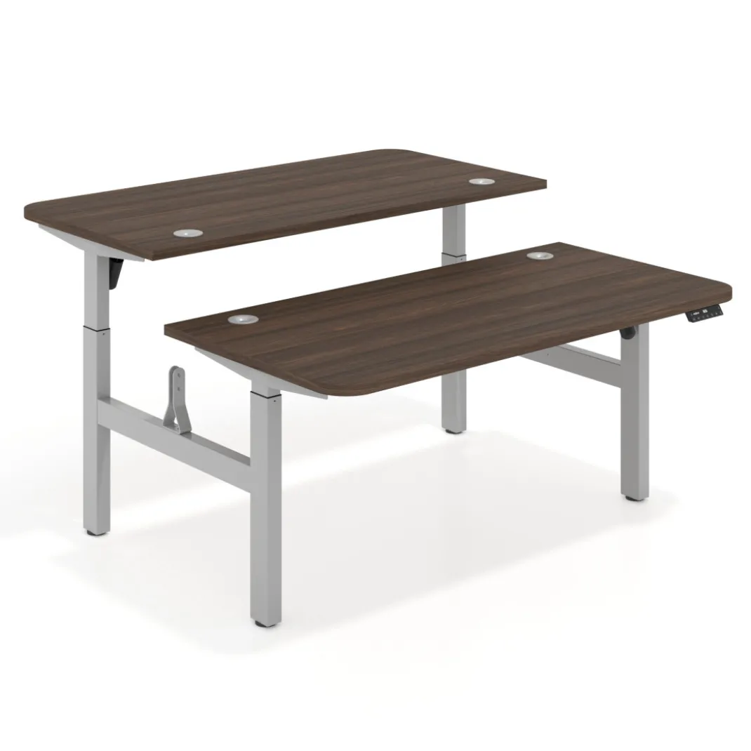 Mesa Multipuesto Elevable eléctrica Erghos Motion estructura aluminio 2 cantos curvos