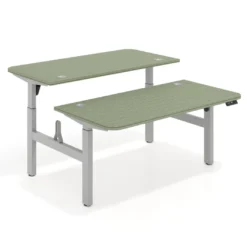 Mesa Multipuesto Elevable eléctrica Erghos Motion estructura aluminio 2 cantos curvos