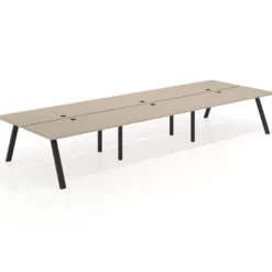 Mesa multipuesto UvePro Bench triple, fondo 166 cm, estructura negra