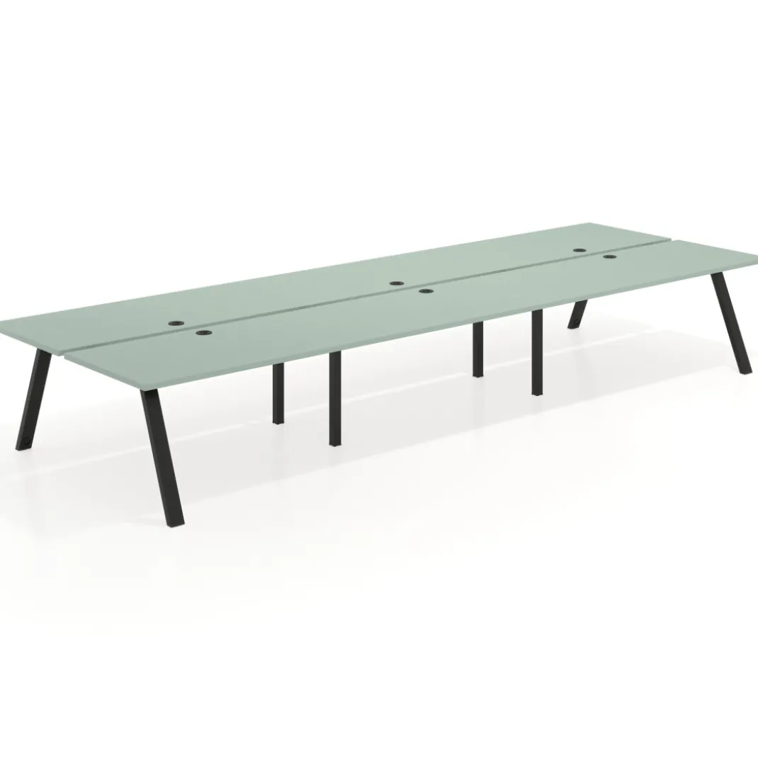 Mesa multipuesto UvePro Bench triple, fondo 166 cm, estructura negra