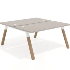 Mesa multipuesto UvePro Bench fondo 166 cm, estructura blanca/madera