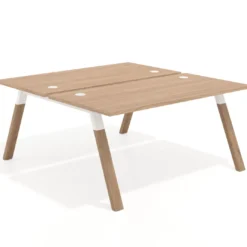 Mesa multipuesto UvePro Bench fondo 166 cm, estructura blanca/madera