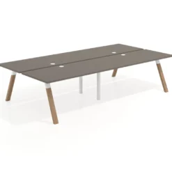 Mesa multipuesto UvePro Bench doble, fondo 166 cm, estructura blanca/madera