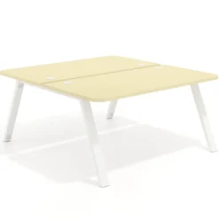 Mesa multipuesto UvePro Bench fondo 166 cm, sobre curvo, estructura blanca