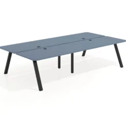 Mesa multipuesto UvePro Bench doble, fondo 166 cm, sobre curvo, estructura negra