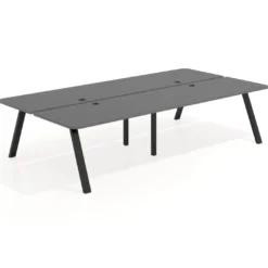 Mesa multipuesto UvePro Bench doble, fondo 166 cm, sobre curvo, estructura negra