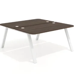 Mesa multipuesto UvePro Bench fondo 166 cm, sobre curvo, estructura blanca