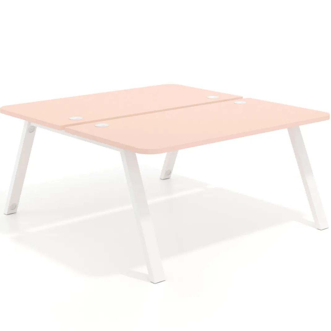 Mesa multipuesto UvePro Bench fondo 166 cm, sobre curvo, estructura blanca