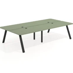 Mesa multipuesto UvePro Bench doble, fondo 166 cm, sobre curvo, estructura negra