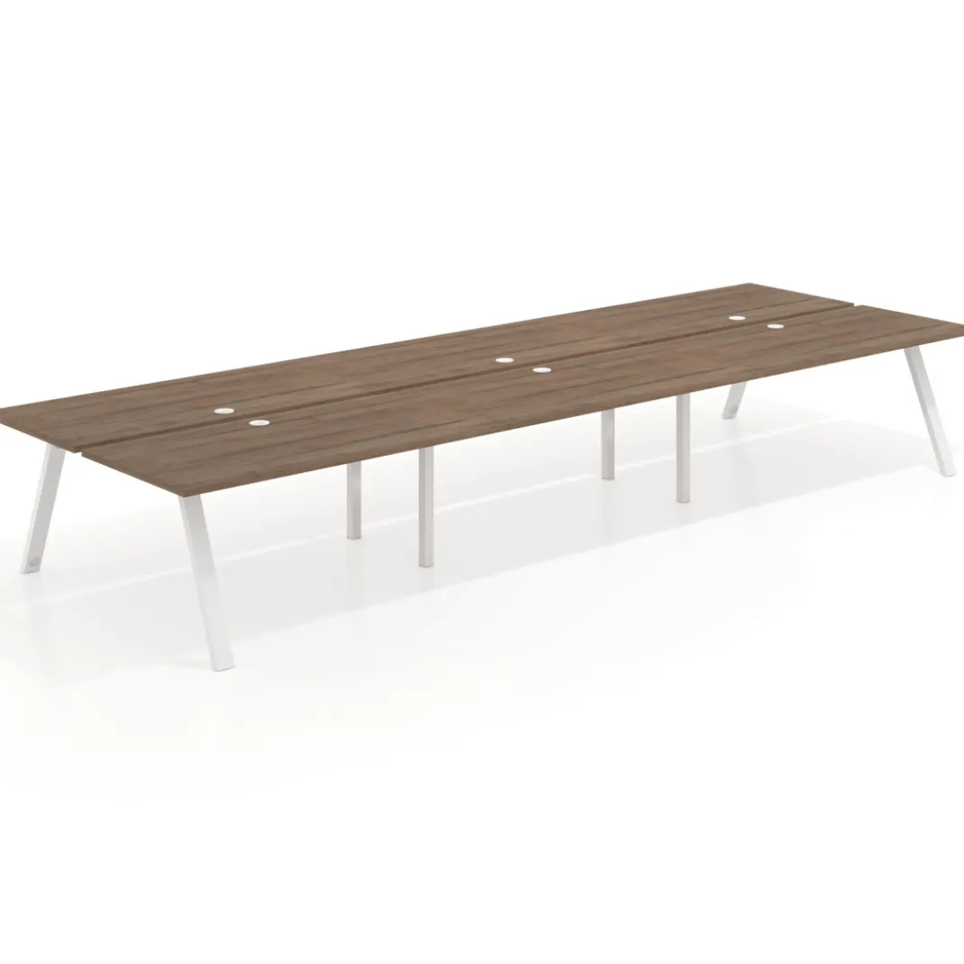 Mesa multipuesto UvePro Bench triple, fondo 166 cm, estructura blanca
