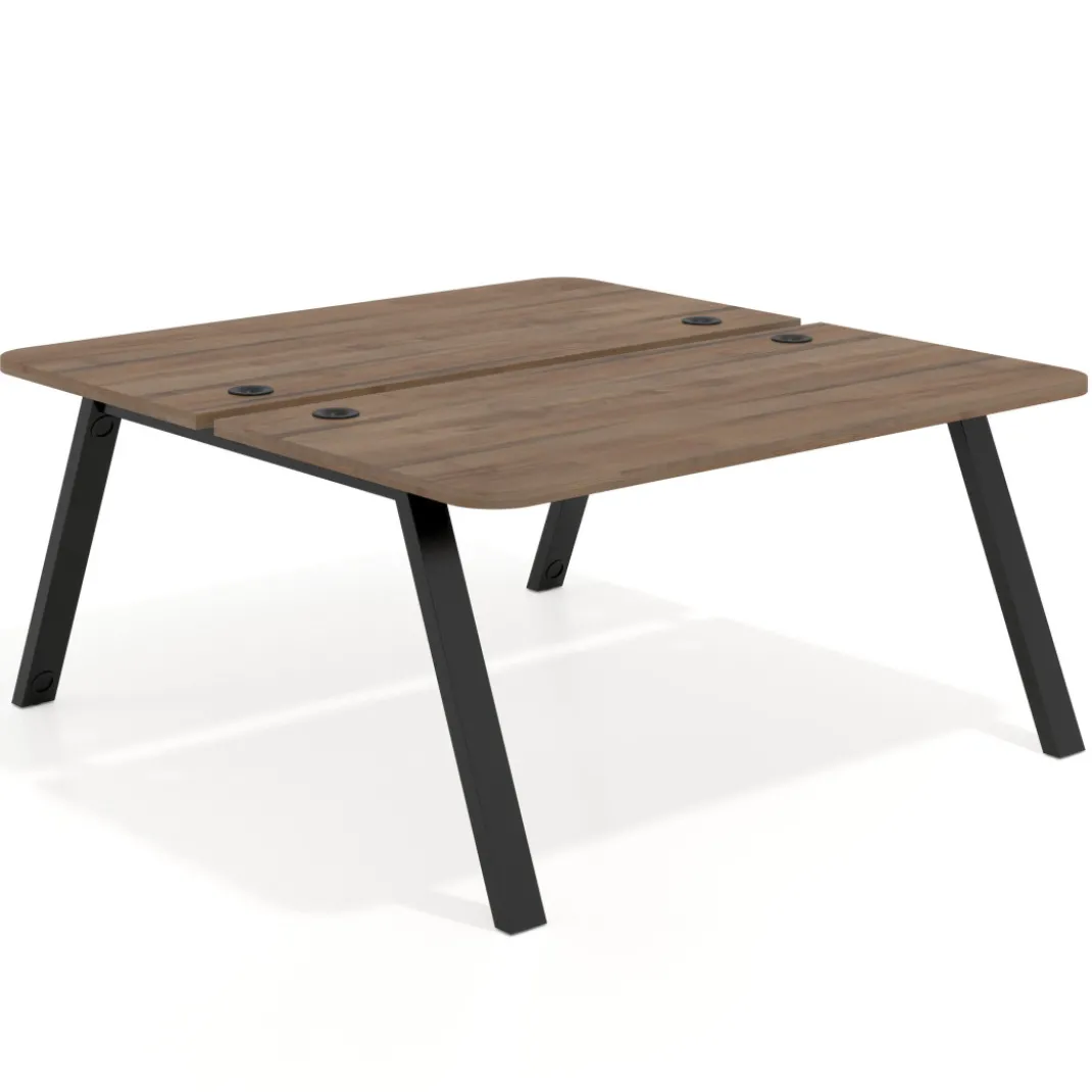 Mesa multipuesto UvePro Bench fondo 166 cm, sobre curvo, estructura negra