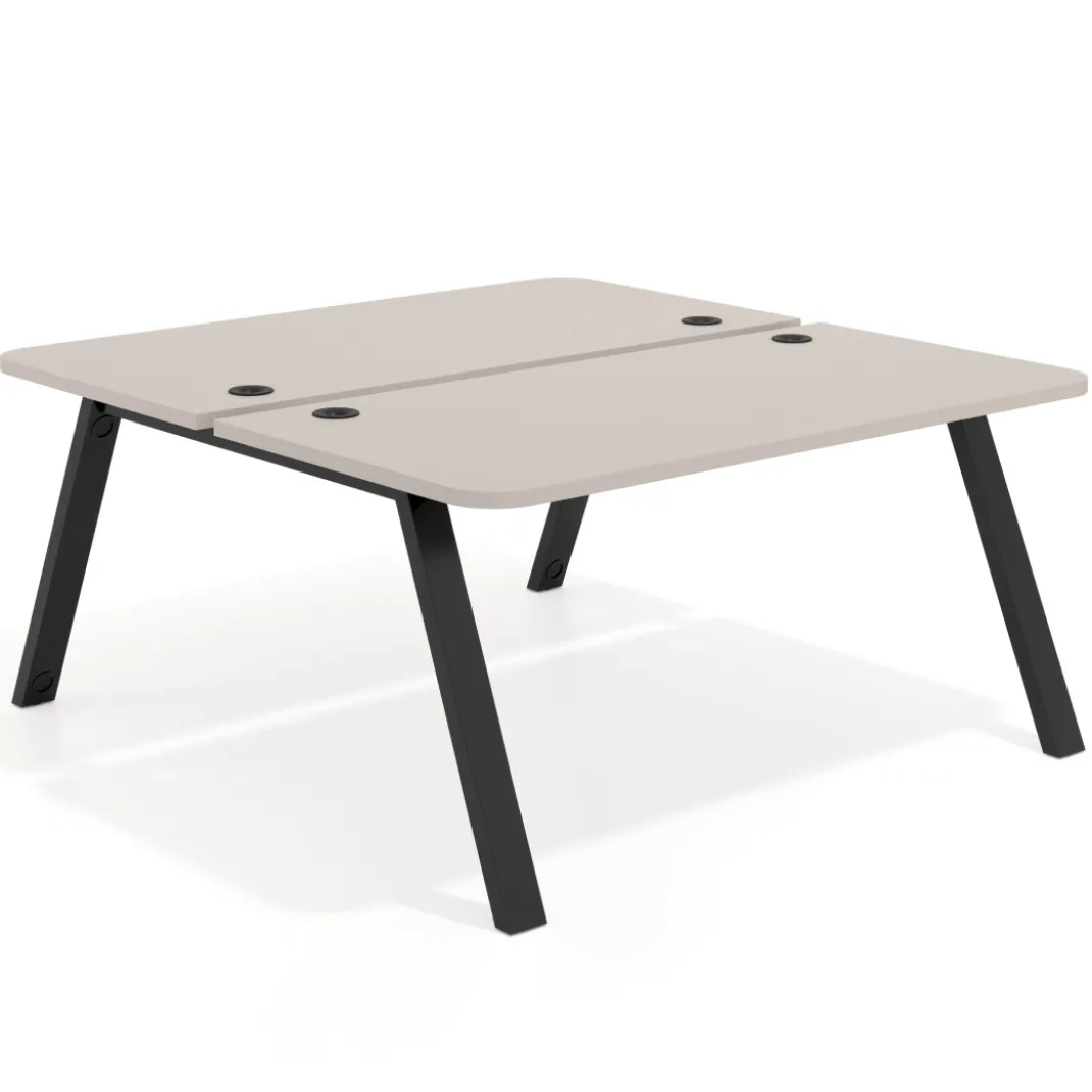 Mesa multipuesto UvePro Bench fondo 166 cm, sobre curvo, estructura negra